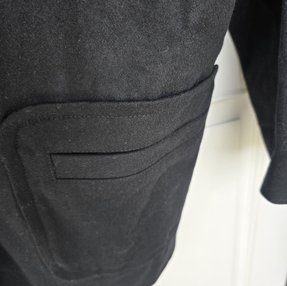 $157 Guess Wool Blend Long Jacket Women Medium Snap Buttons Black Pocket New - Picture 9 of 14